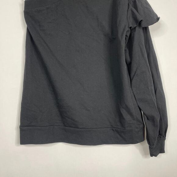 2/$30 ZARA One Shoulder Jumper Sweater Small Black Ruffle Balloon Sleeve #6152 - Picture 7 of 16